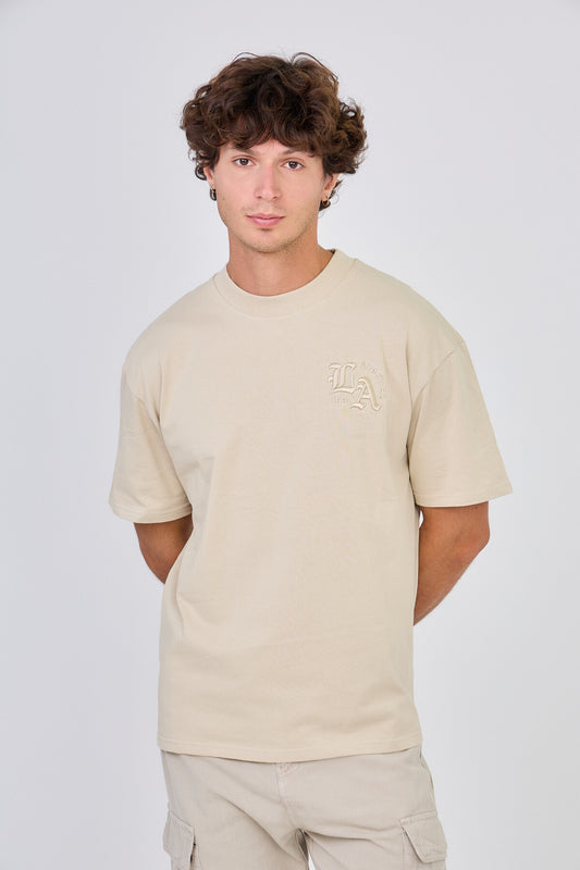 T-Shirt Beige brodé LA