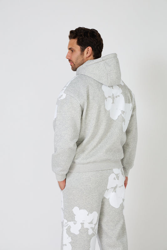 Ensemble Sweat "Floral Print" – Gris Chiné