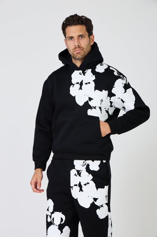 Ensemble Sweat "Floral Print" – Noir