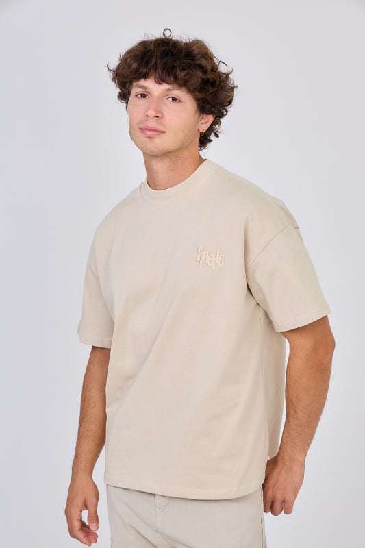 T-Shirt Beige brodé "Liberté"
