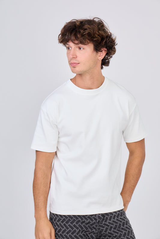 T-Shirt uni à manche courte - Blanc