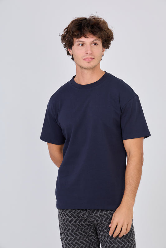 T-Shirt uni à manche courte - Marine