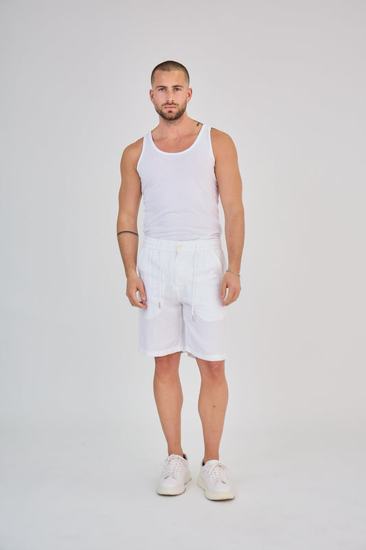 Short en Lin Blanc