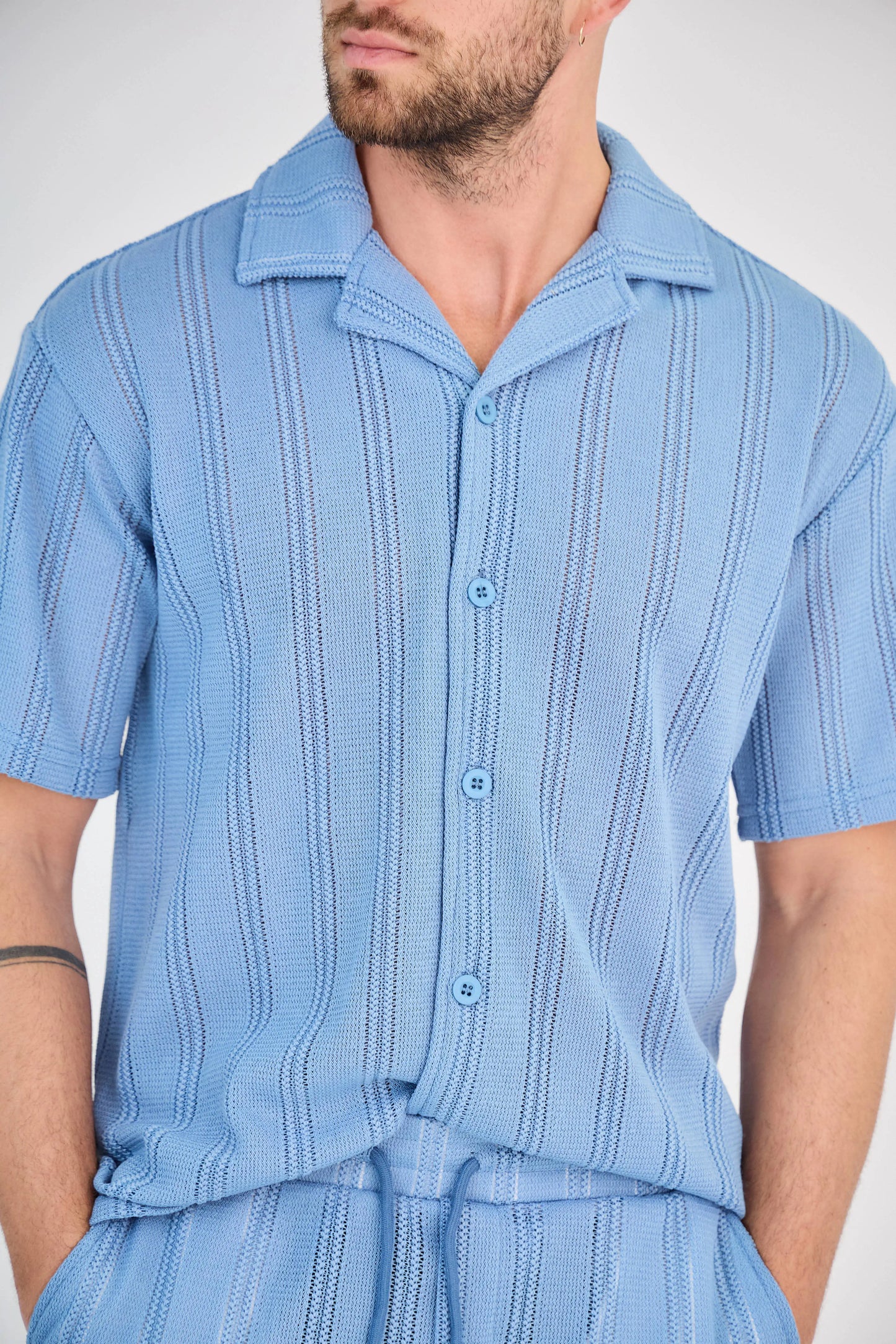 Ensemble Rayure Relief Bleu