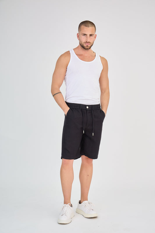 Short en Lin Noir