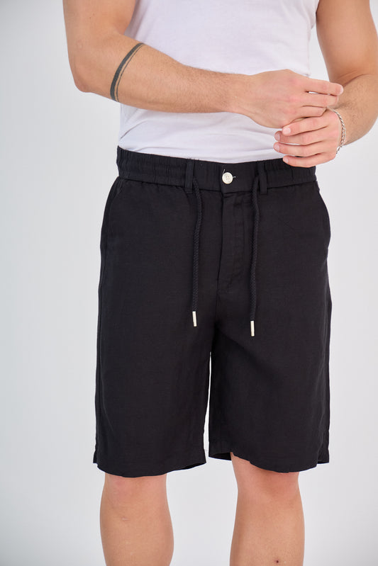 Short en Lin Noir