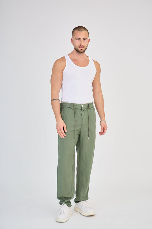 Pantalon en Lin Vert