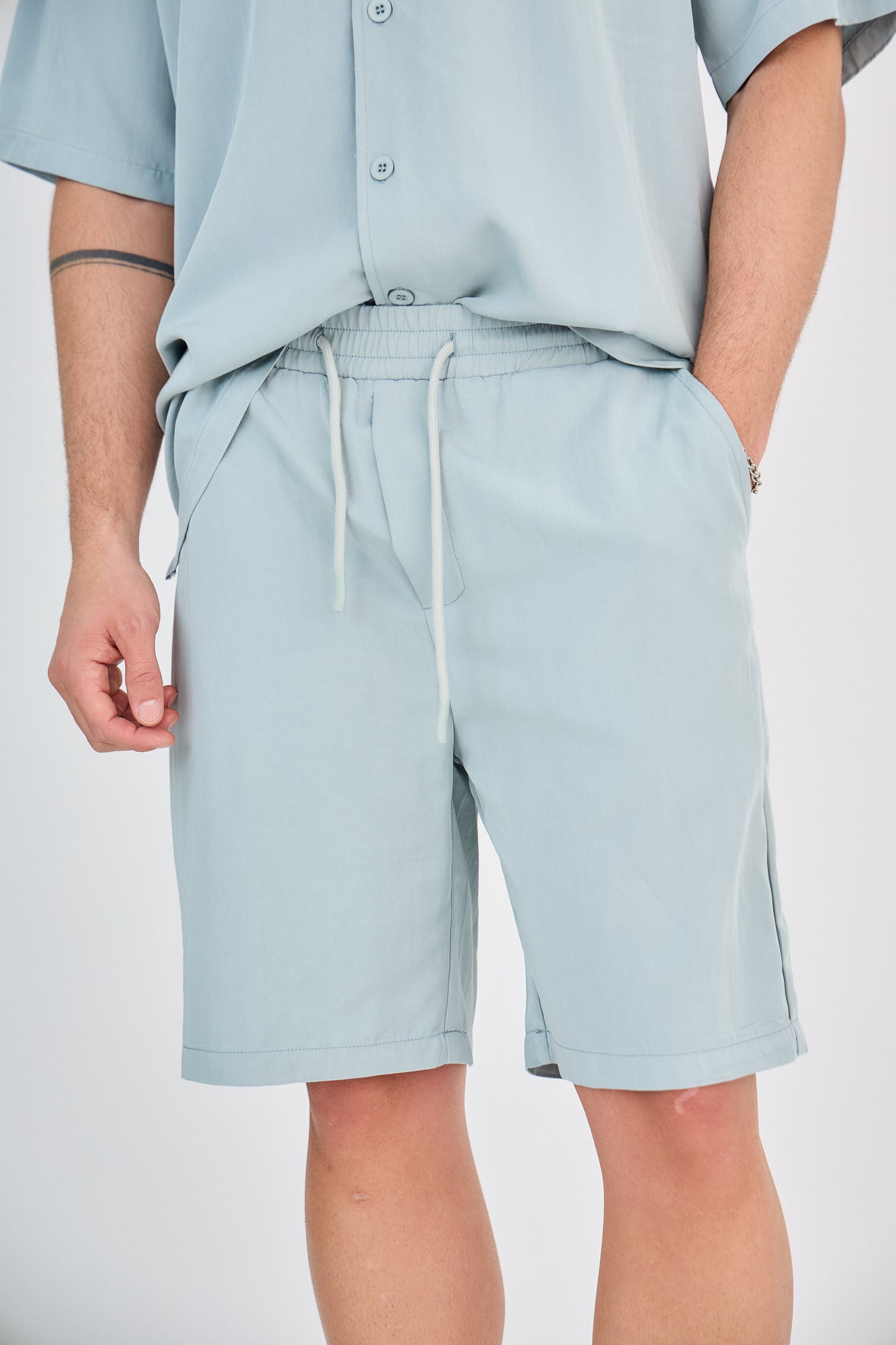 Fluid Shirt & Shorts Set - Turquoise
