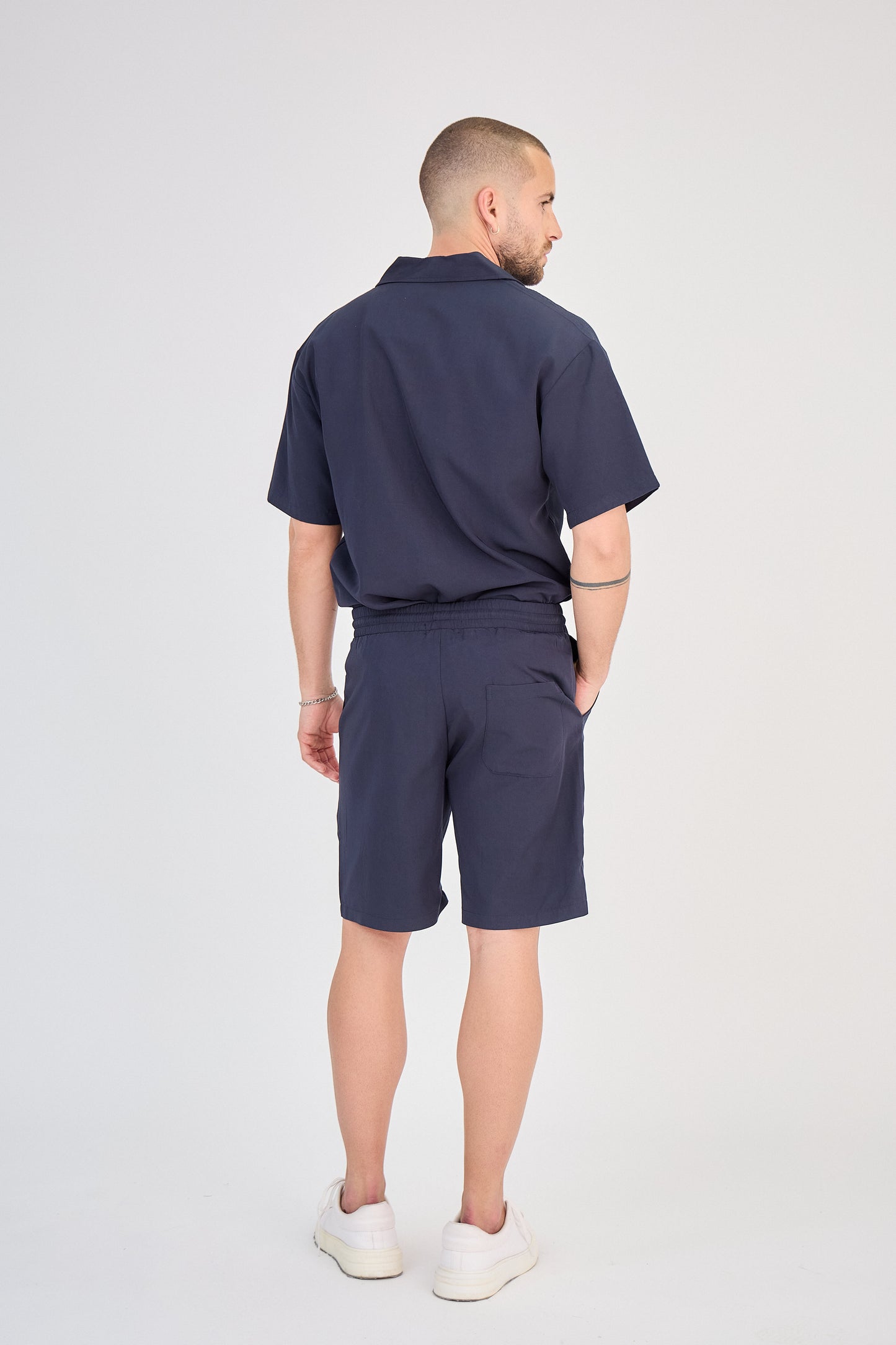 Fluid Shirt & Shorts Set - Navy