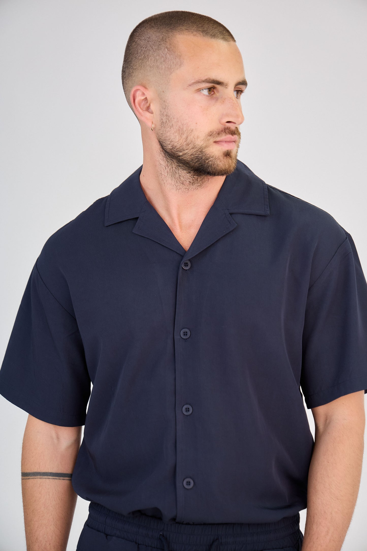 Fluid Shirt & Shorts Set - Navy
