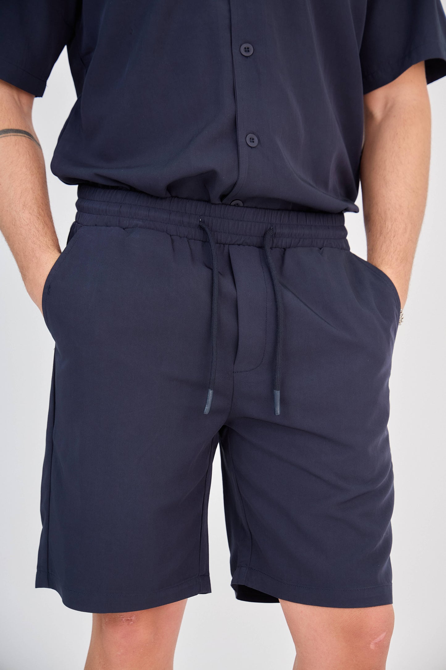 Fluid Shirt & Shorts Set - Navy