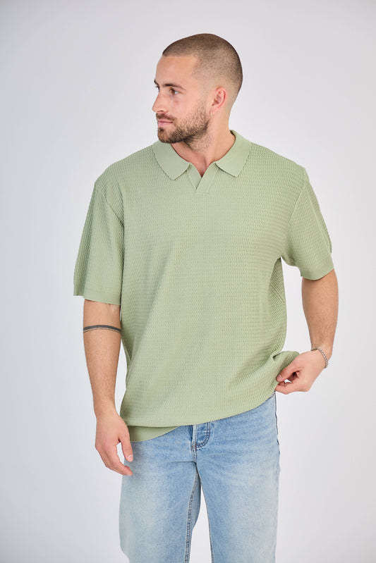 Polo texturé en maille piquée Vert
