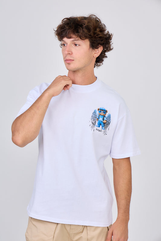 T-Shirt Blanc Imprimé Ourson
