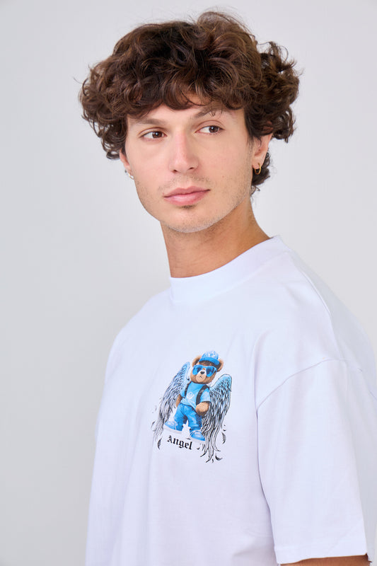 T-Shirt Blanc Imprimé Ourson