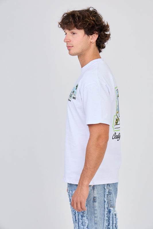 T-Shirt Blanc Imprimé "LA California 1987"