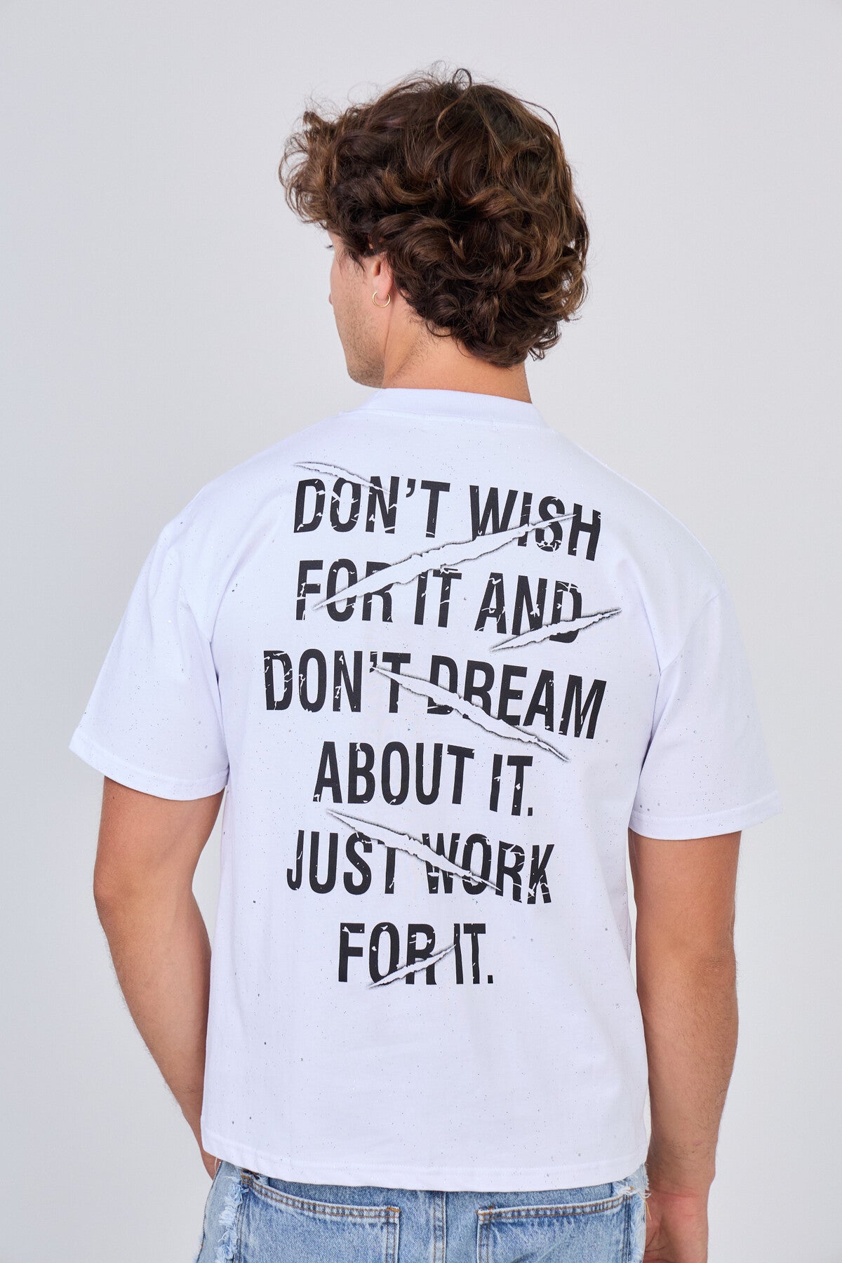 T-Shirt Blanc "Just work for it"