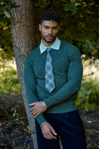 Pull Homme à Col Montant en Maille Chinée Bicolore