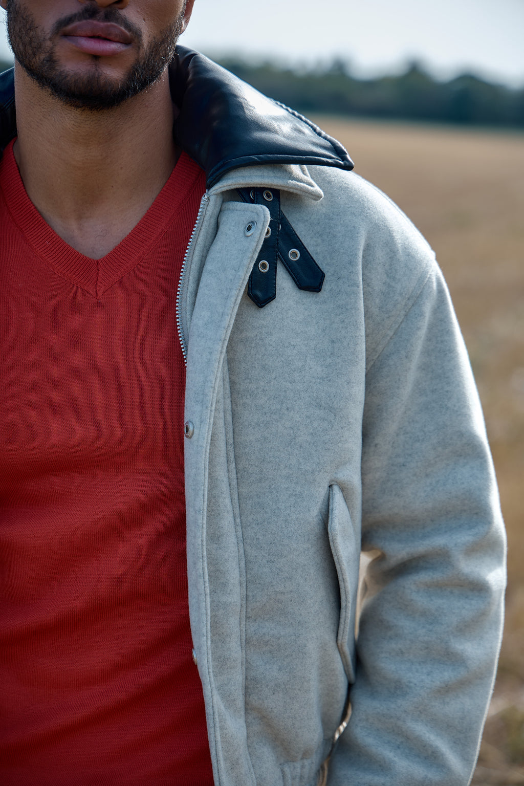 Blouson Homme à Col Contrasté  – Casual Chic