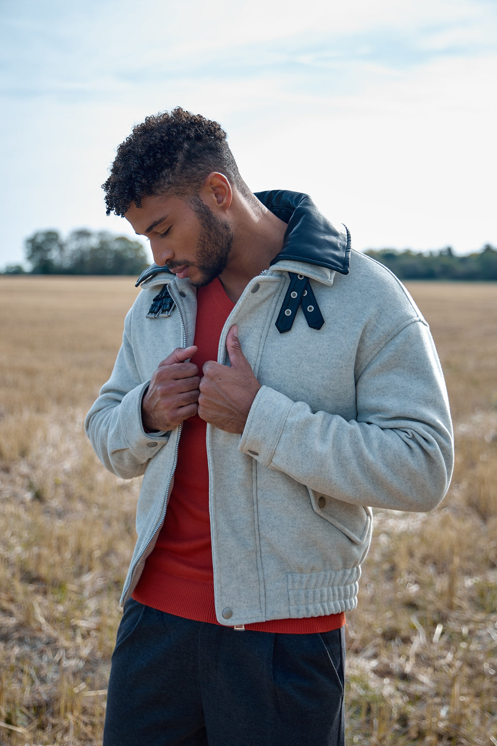 Blouson Homme à Col Contrasté  – Casual Chic