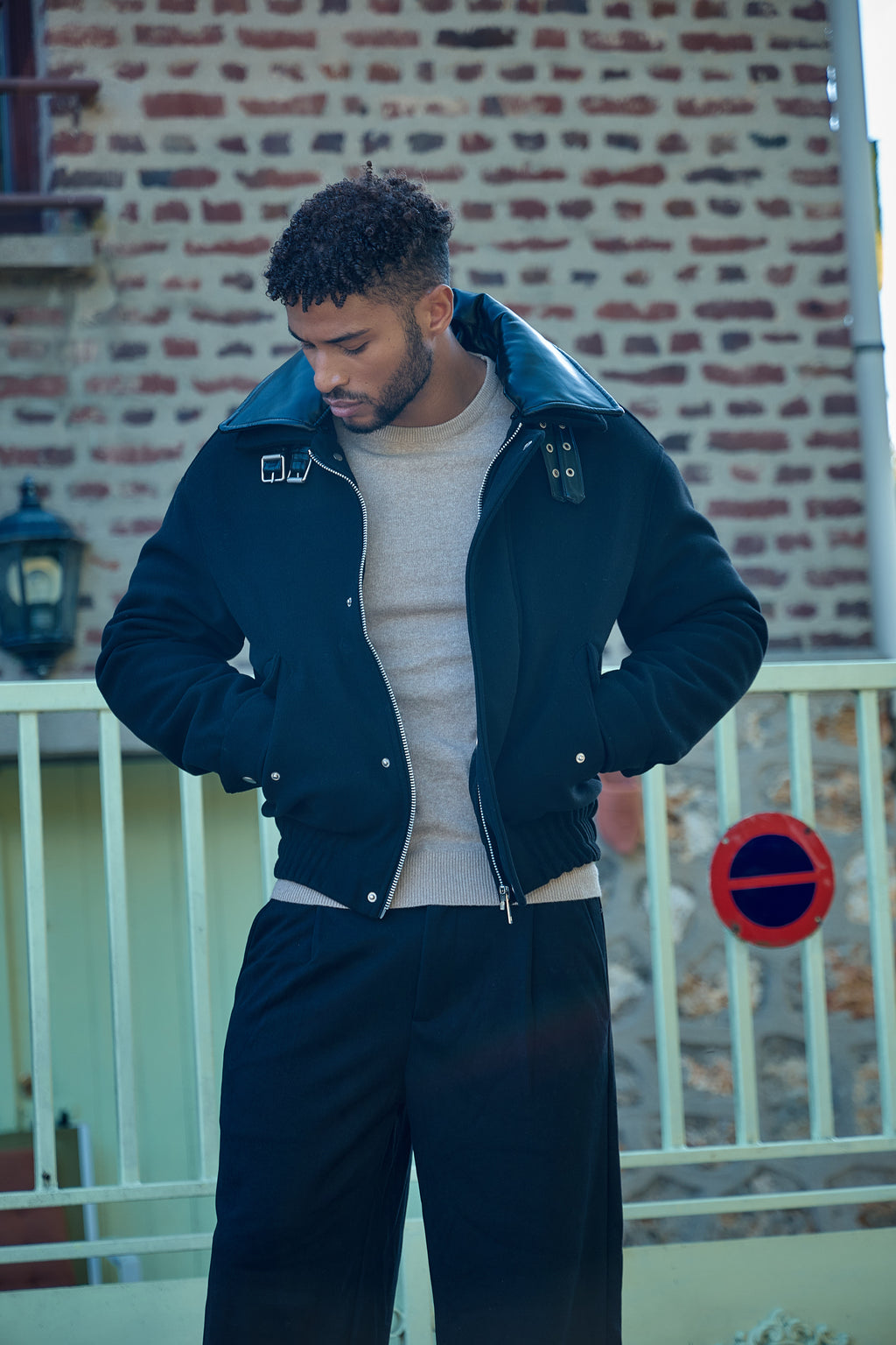 Blouson Homme à Col Contrasté  – Casual Chic