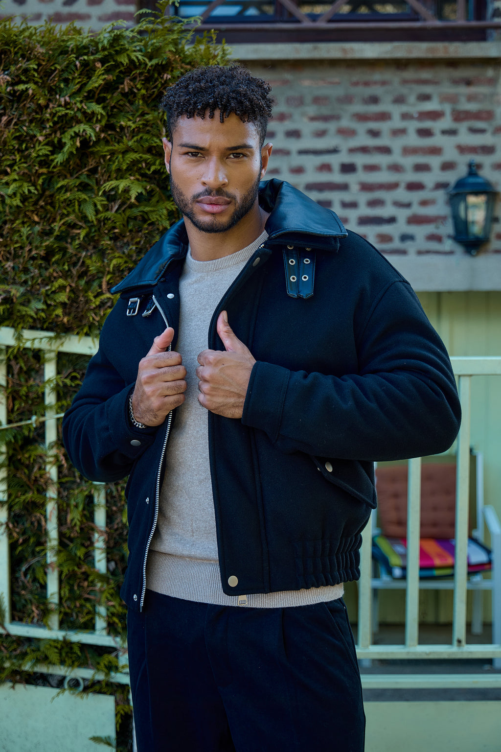 Blouson Homme à Col Contrasté  – Casual Chic