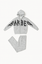Earth Tone Washed Workwear Set - Hooded Bomber Jacket &amp; Straight Trousers
