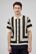 Chemise tricotée ajourée manches courtes
