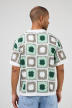Chemise polo homme en maille crochet à motifs