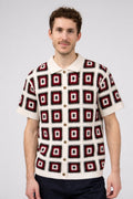 Chemise homme crochet motifs géométriques manches courtes