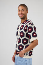 Chemise en crochet à motif floral – Manches courtes