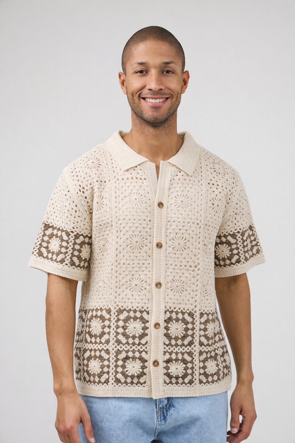 Chemise en maille crochet – Manches courtes