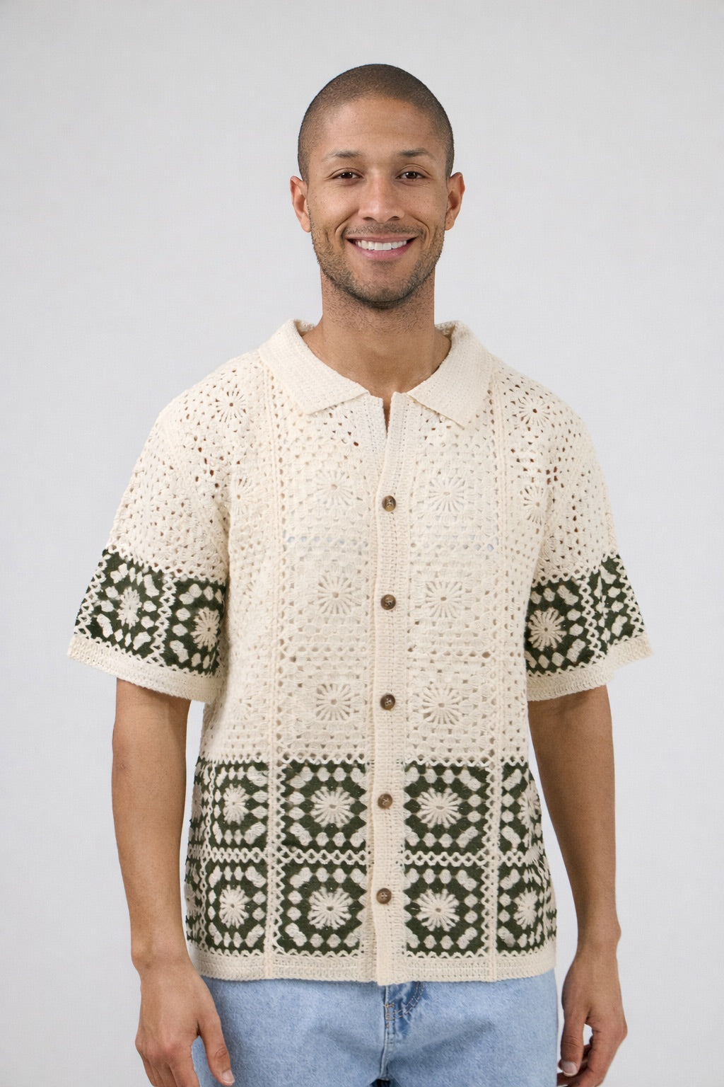 Chemise en maille crochet – Manches courtes
