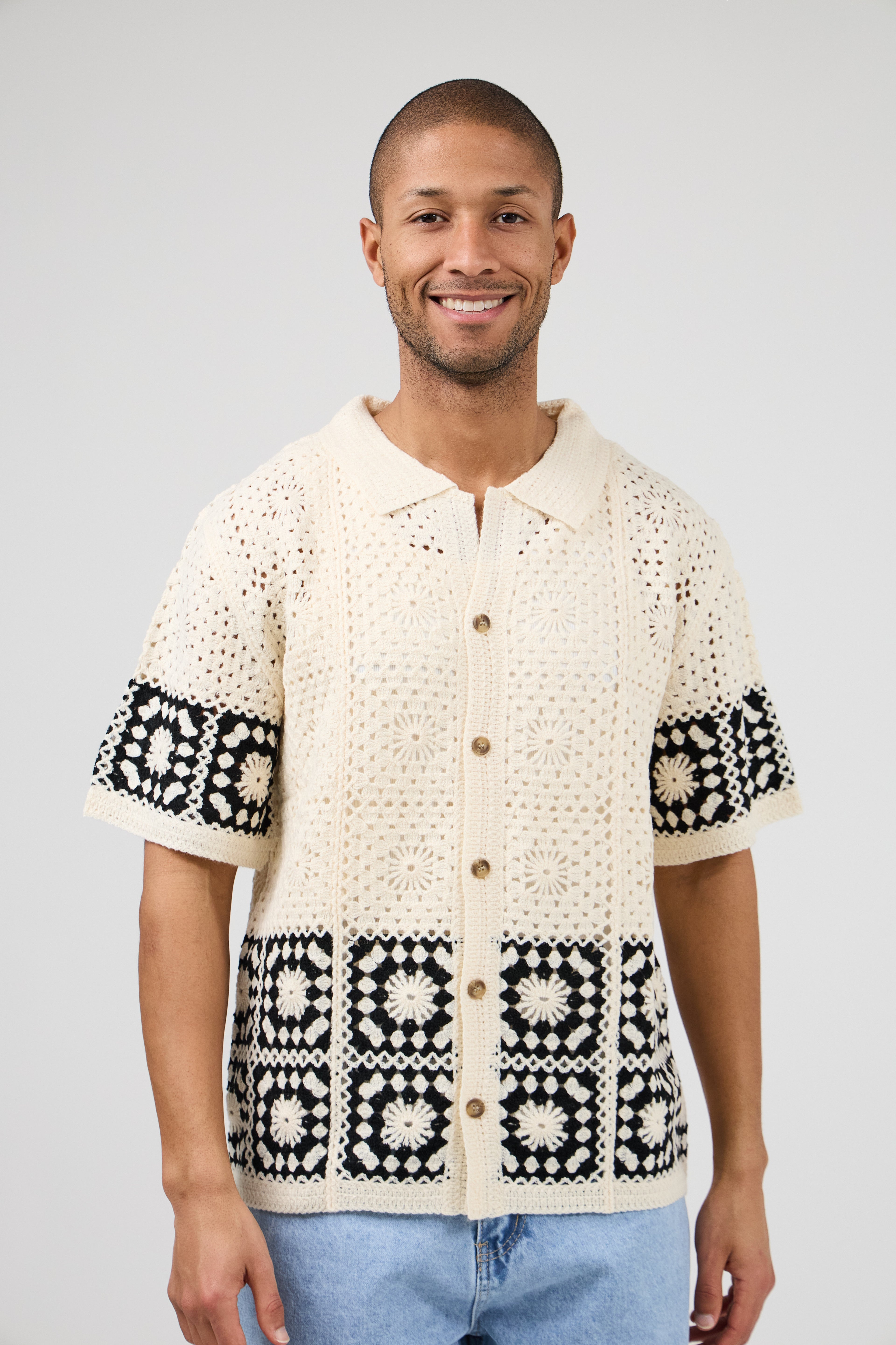 Chemise en maille crochet – Manches courtes