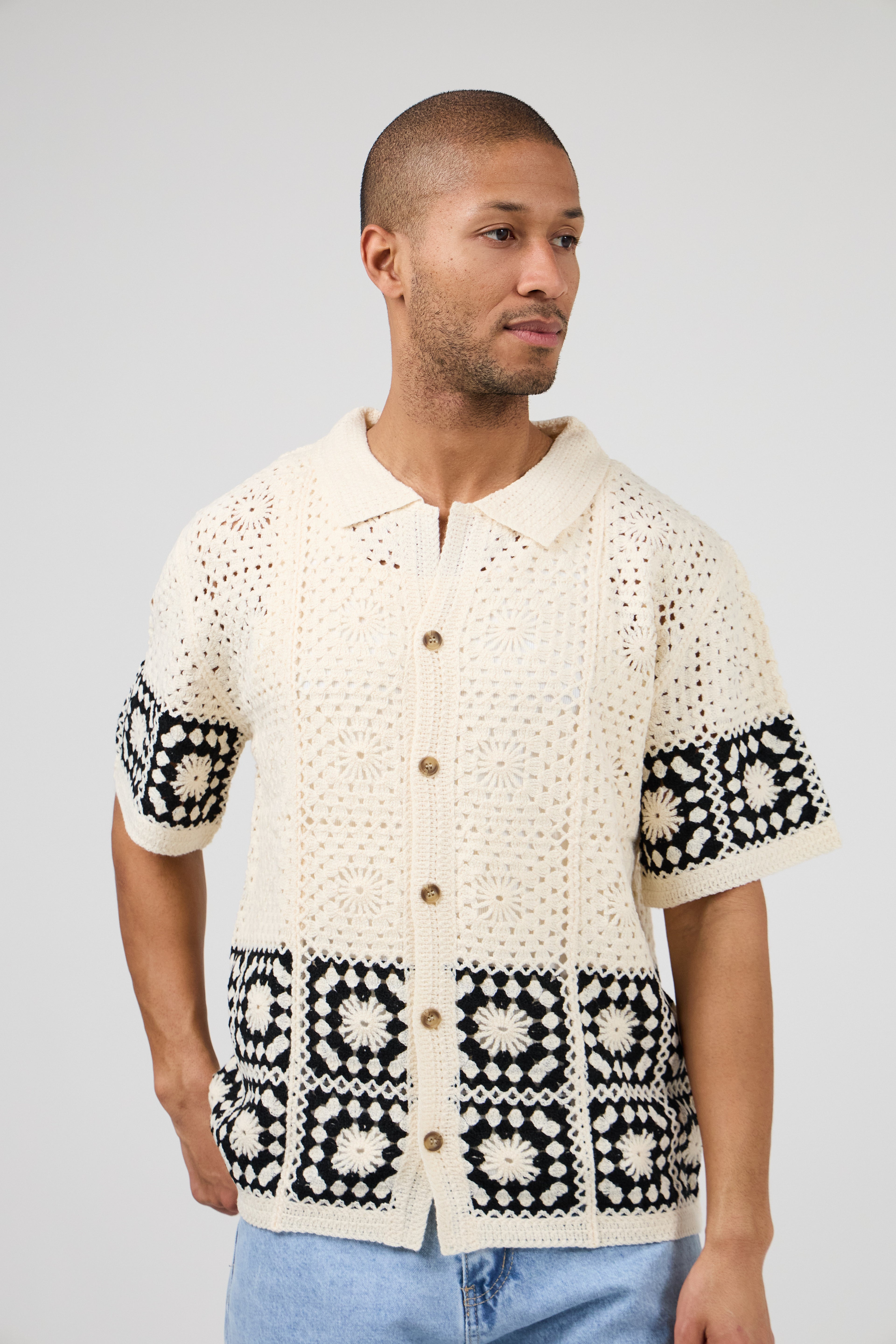 Chemise en maille crochet – Manches courtes