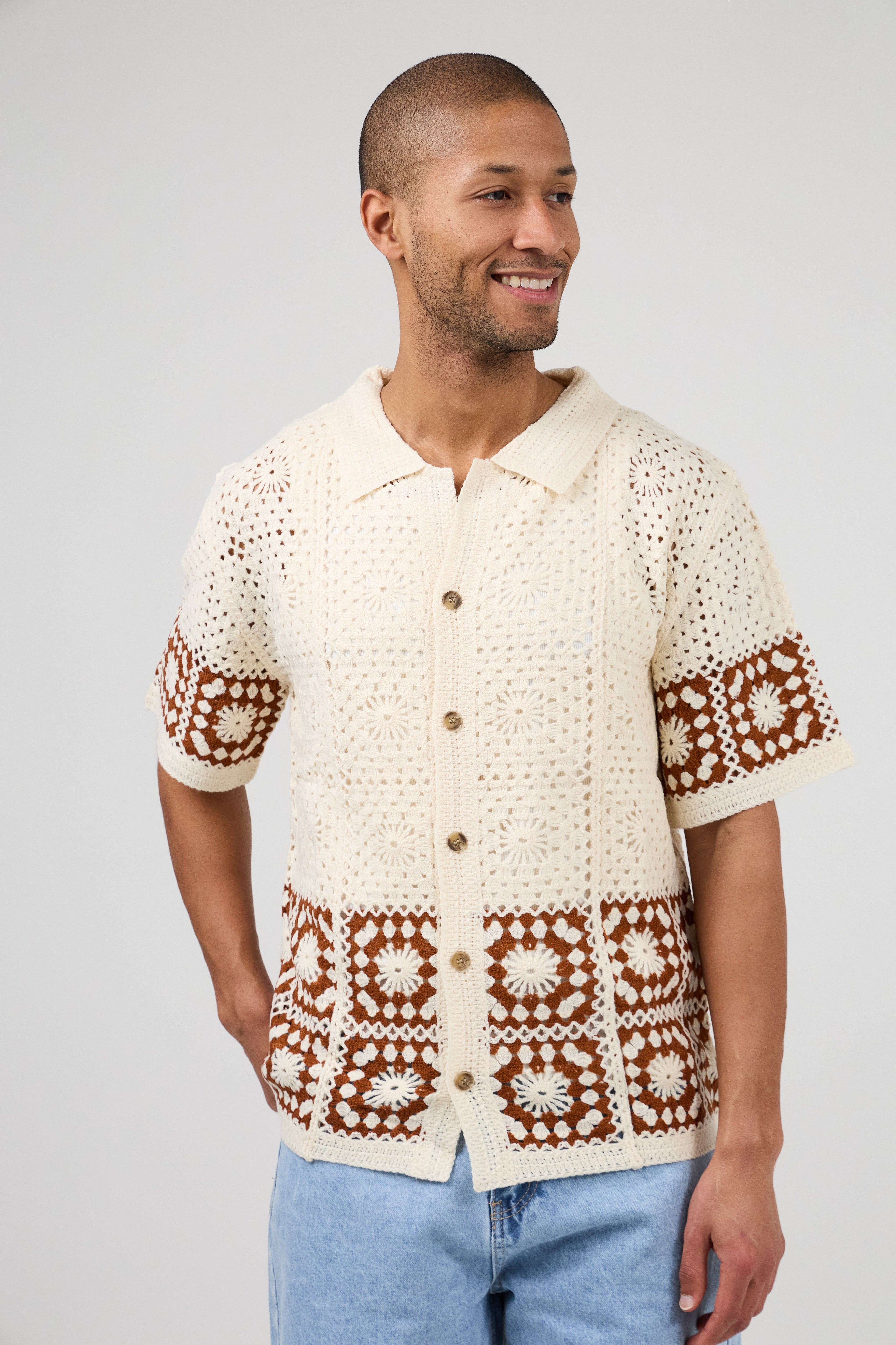 Chemise en maille crochet – Manches courtes