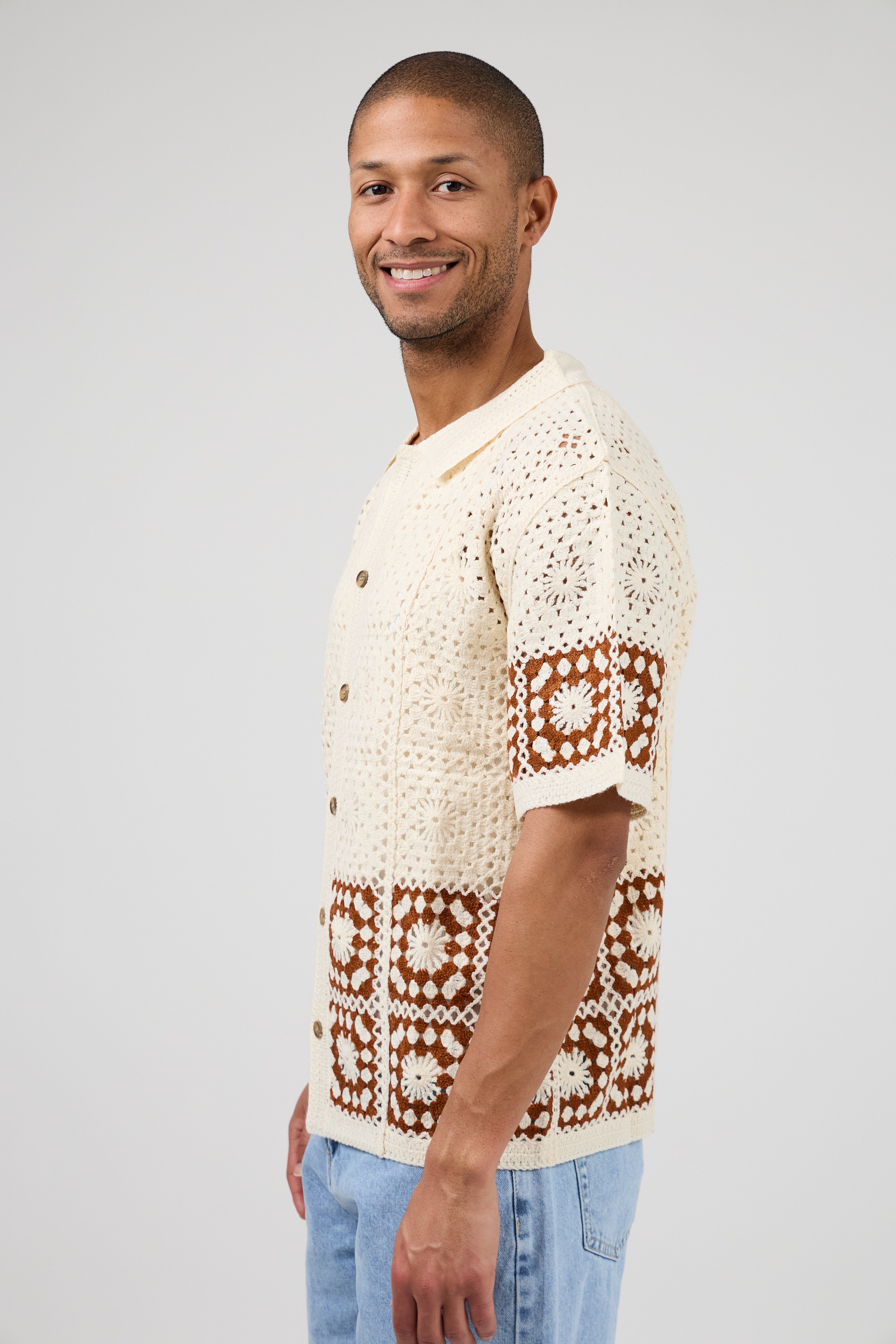 Chemise en maille crochet – Manches courtes