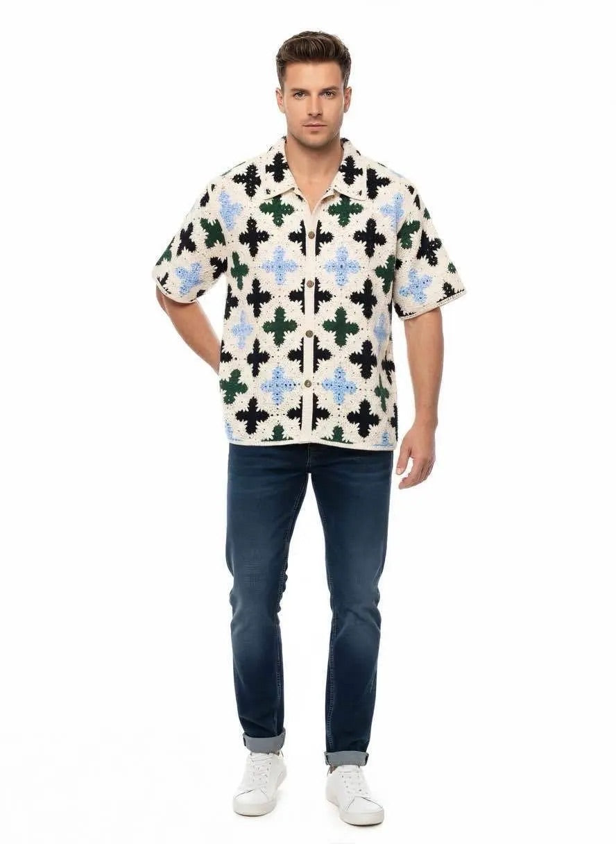 Chemise en crochet à motif floral géométrique