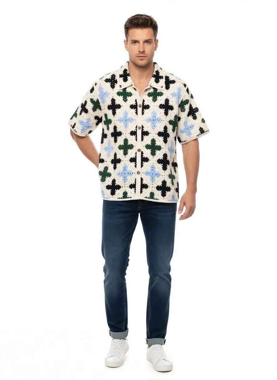 Chemise en crochet à motif floral géométrique