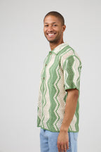 Chemise en maille crochet à motif zigzag – Manches courtes
