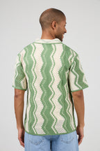 Chemise en maille crochet à motif zigzag – Manches courtes