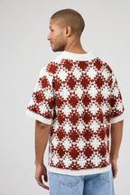 Chemise en crochet à motif géométrique – Manches courtes