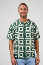 Chemise homme en maille crochet à motifs rétro