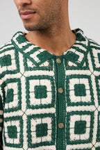 Chemise homme en maille crochet à motifs rétro