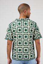 Chemise homme en maille crochet à motifs rétro
