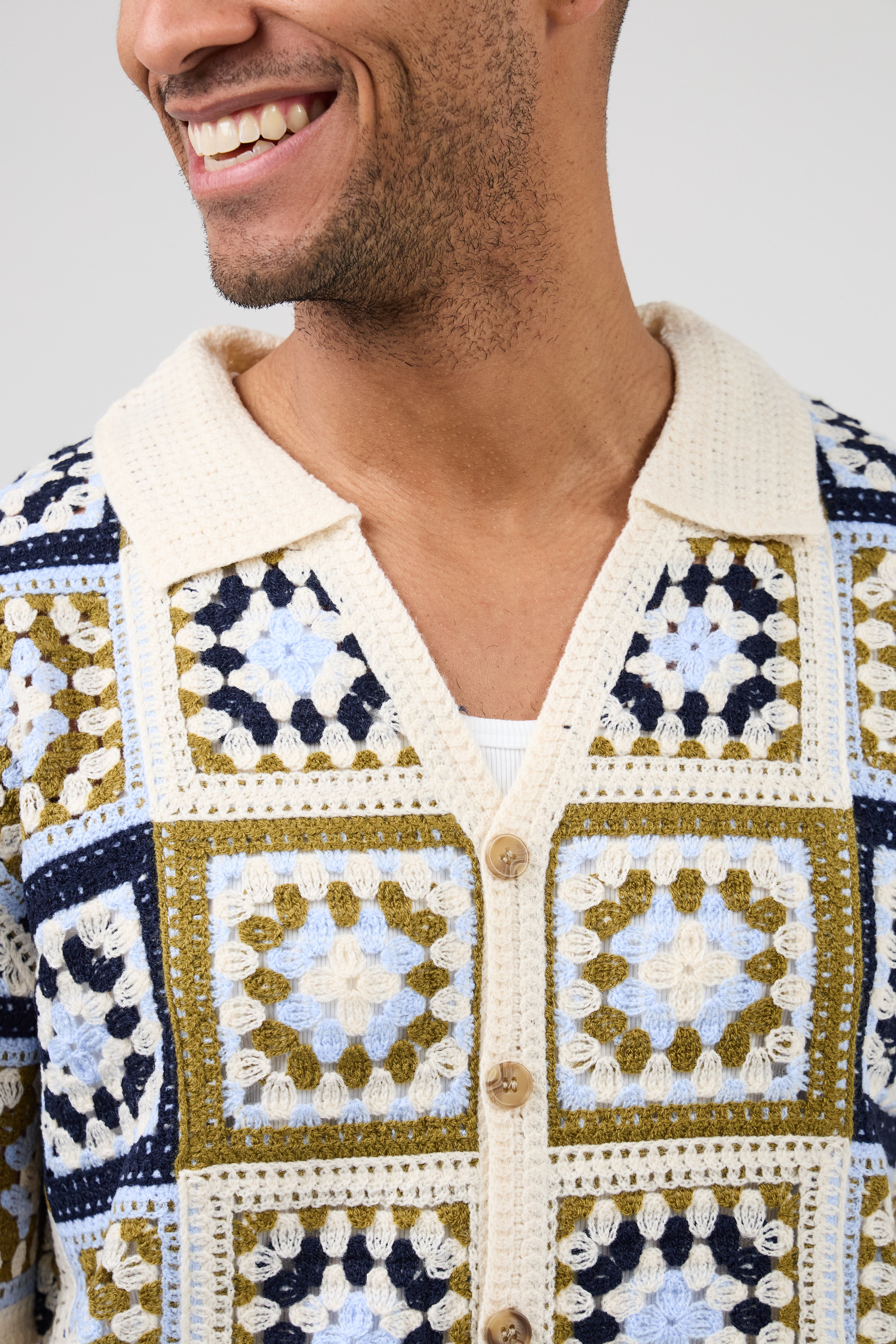 Chemise homme crochet manches courtes style vintage