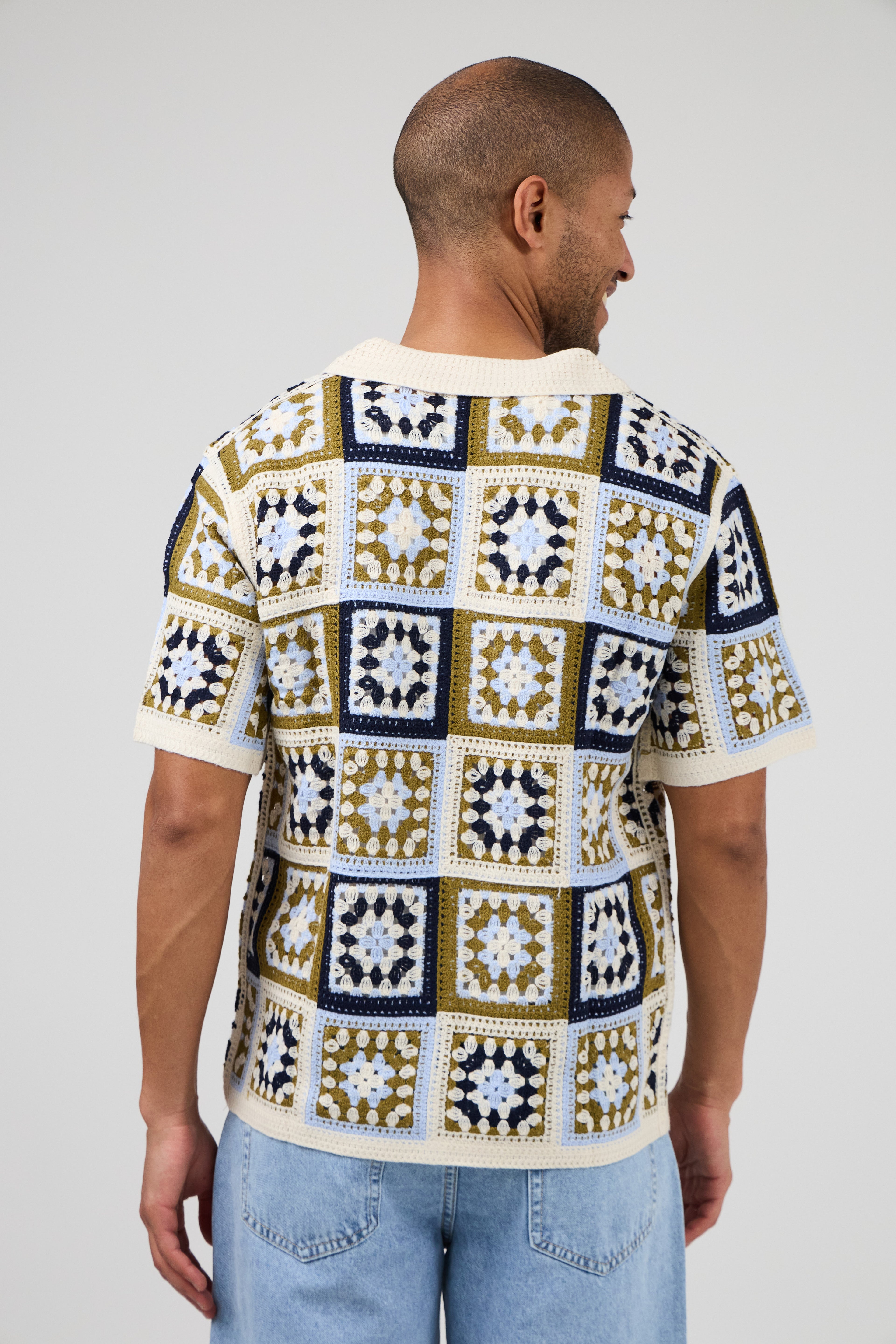 Chemise homme crochet manches courtes style vintage