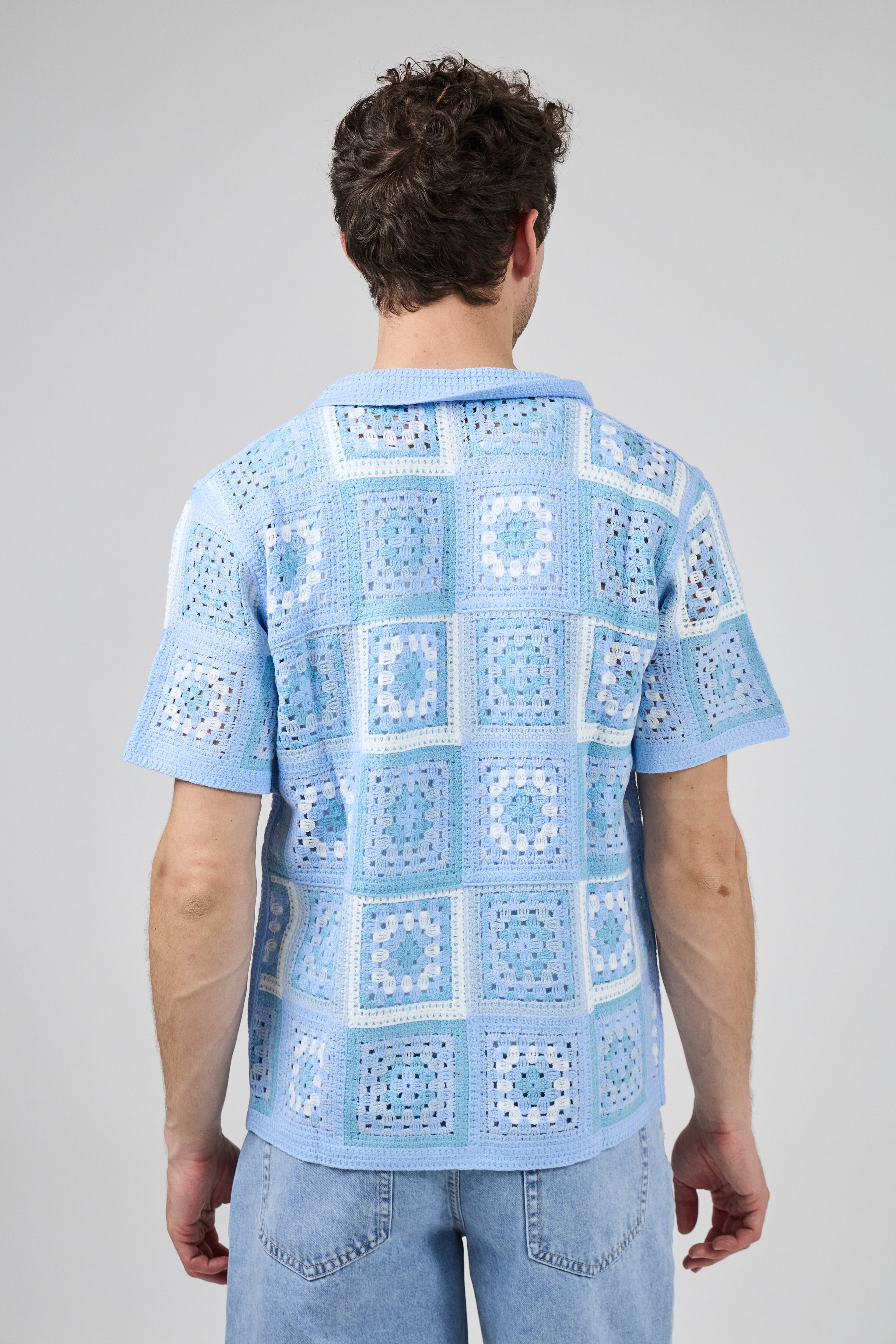 Chemise homme crochet manches courtes style vintage