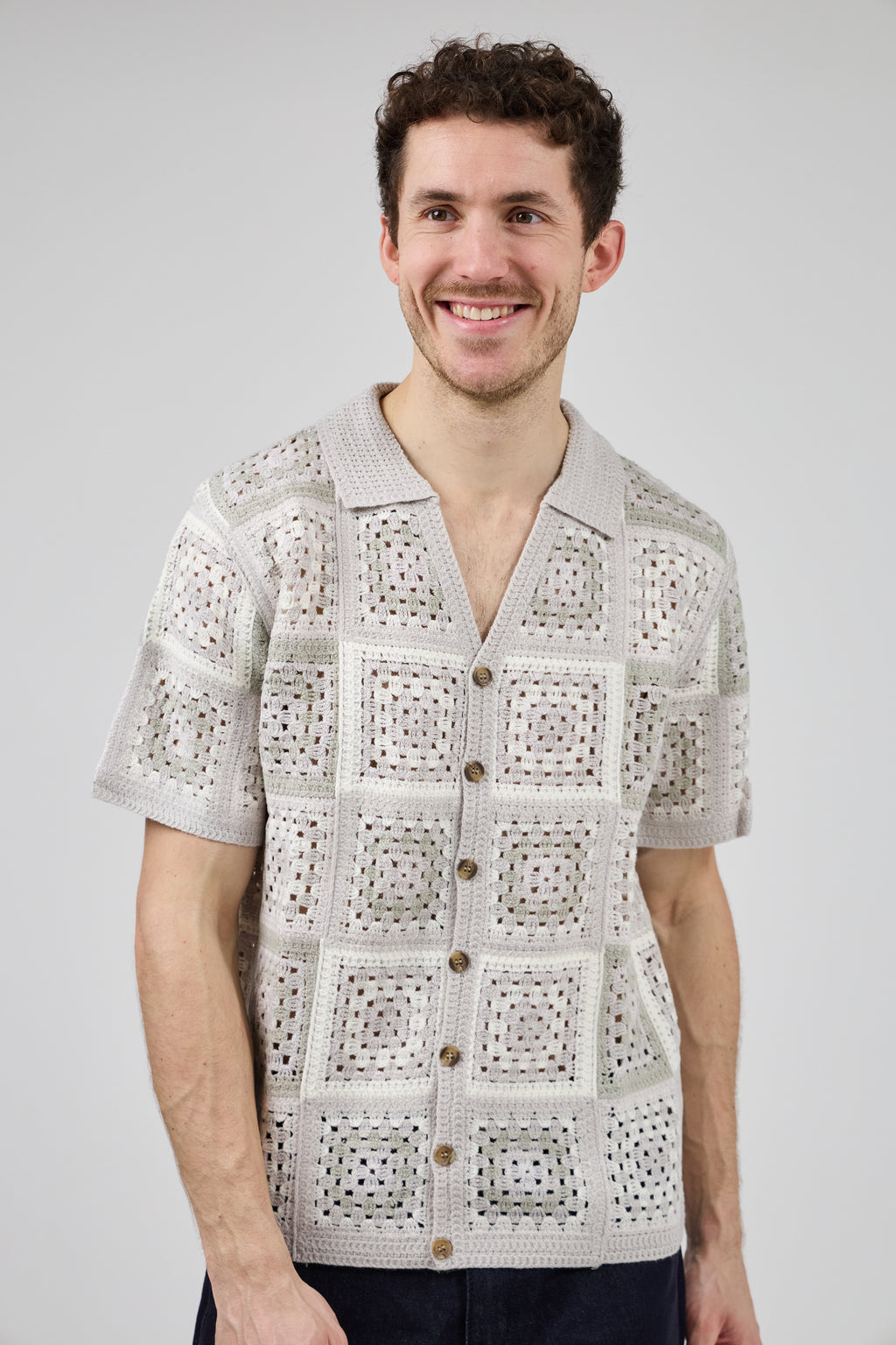 Chemise homme crochet manches courtes style vintage