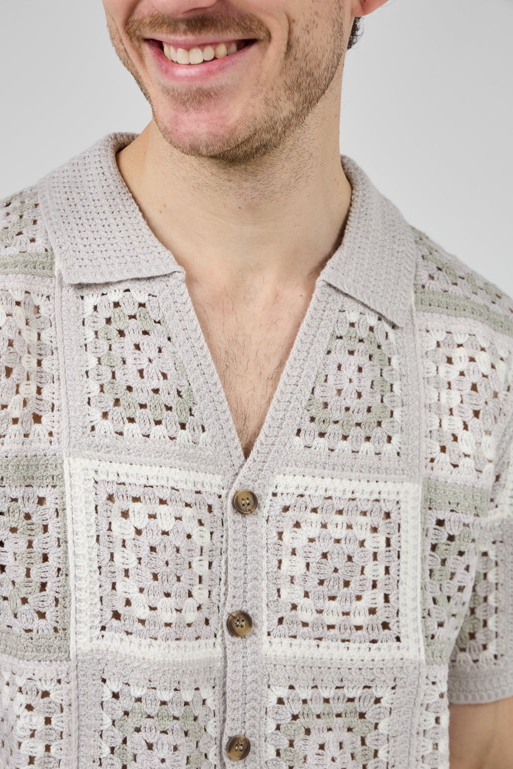 Chemise homme crochet manches courtes style vintage