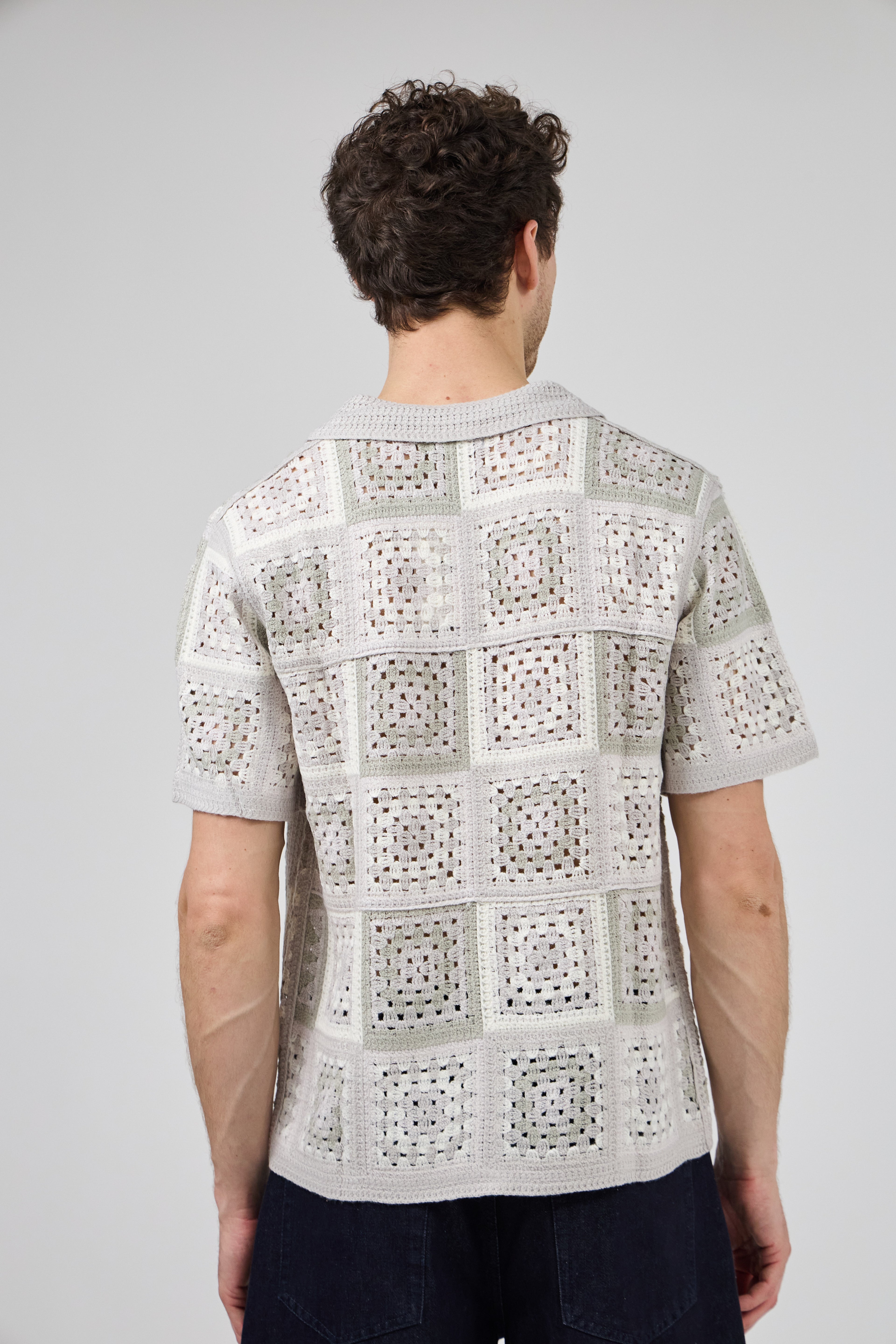 Chemise homme crochet manches courtes style vintage